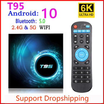 2020 Latest T95 Smart tv box android 10 4k 6k 4g 32gb 64gb 2.4g & 5g Wifi Quad core set-top box media Player PK X96 H96 MAX plus