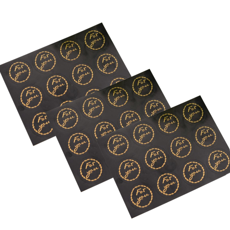 120pcs/lot Round For you bronzing Black Handmade Cake Packaging Sealing Label Sticker Baking DIY Party Gift Box Stickers