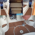 Self Adhesive EVA Boat Yacht Flooring Faux Imitation Teak Decking Sheet Pad 58x2400x5mm Foam Floor Mat Brown With Balck Strips