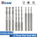 XCAN 10pcs 3.175 Shank 2 Flute Flat End Mills Spiral CNC Router Bit for Engraving Flat Milling Cutter 0.8/1/1.5/2.0/2.5/3.175mm