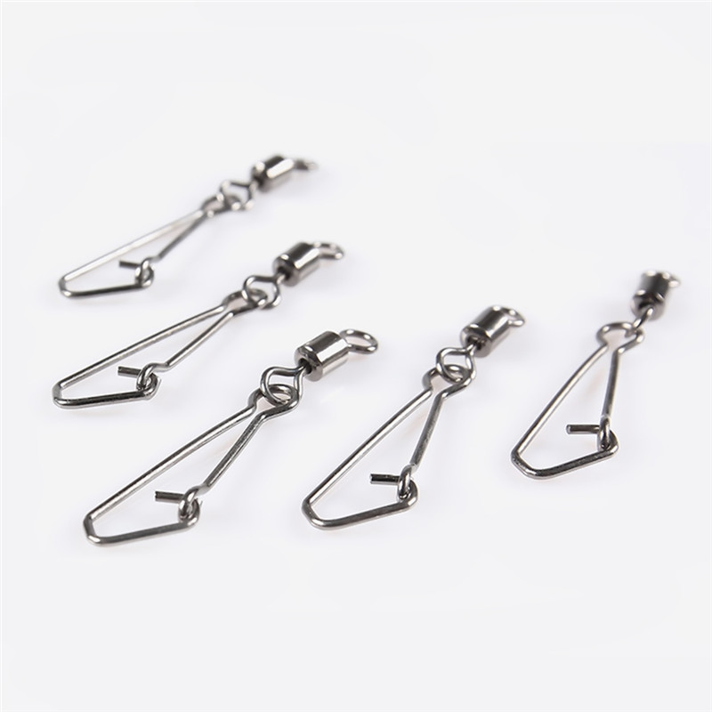 JOSHNESE 50PCS Stainless Steel Swivels Fishing MS+QL Interlock Rolling Swivel With Hooked Snap Fish Hook Connector