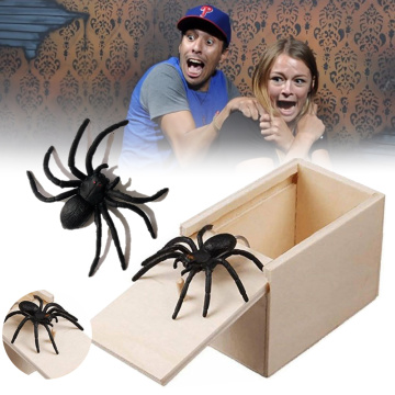 Funny Scare Box Wooden Prank Trick Practical Joke Home Office Scare Toy Gag Spider Scarebox Trick Joke April Fool's Day Gift