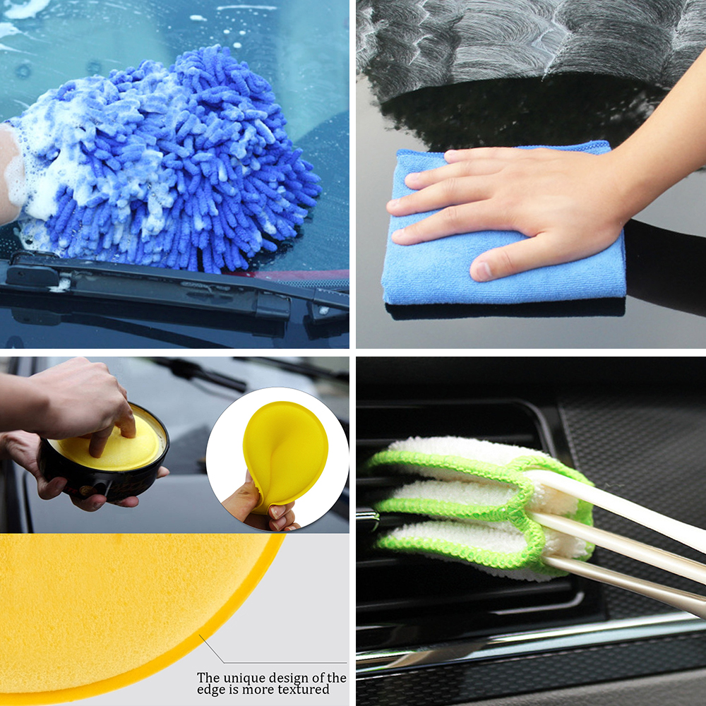 14/10/5 Pcs Car Detailing Brush Cleaning Gloves Dirt Dust Clean Brushes For Auto Interior Exterior Leather Air Vents Wheel Wash