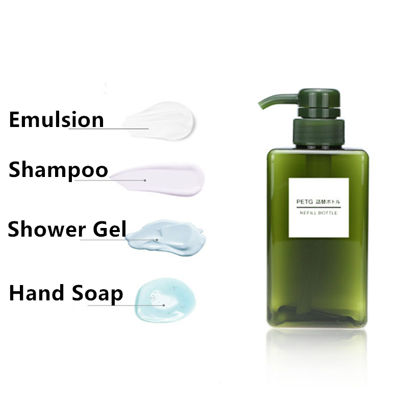 MAIKAMI 100ml 250ml 450ml 650ml Lotion Bottle Square Petg Press Plastic Bottle Shampoo Face Wash Bottle