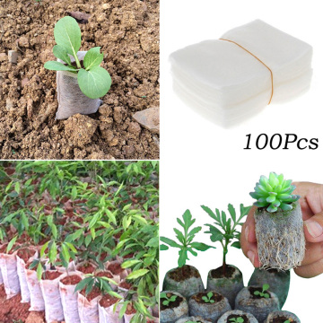 100 pcs Seedling Raising Bags Biodegradable Non-woven Nursery Bags Plant Grow Bags For Fabric Seedling Raising Bag Plants Garden