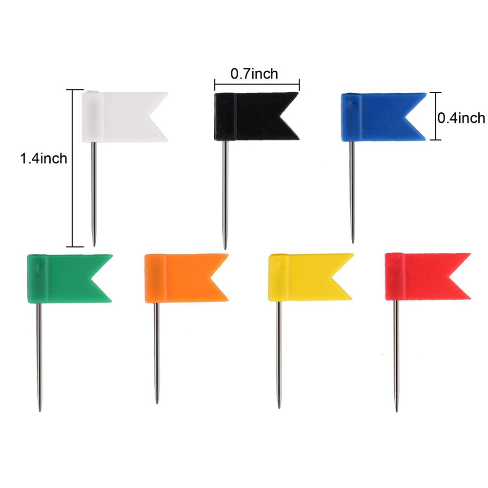 100pcs Colorful Flags Push Pins Metal Bulletin Board Message Paper Fixed Needle Pins Map Drawing Thumb Tack Binding Supplies