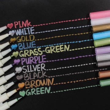 Metallic Markers Paint Pen Calligraphy Brush Pens 10colors for DIY Birthday Greeting Gift Thank You Card, Scrapbook Photo Album