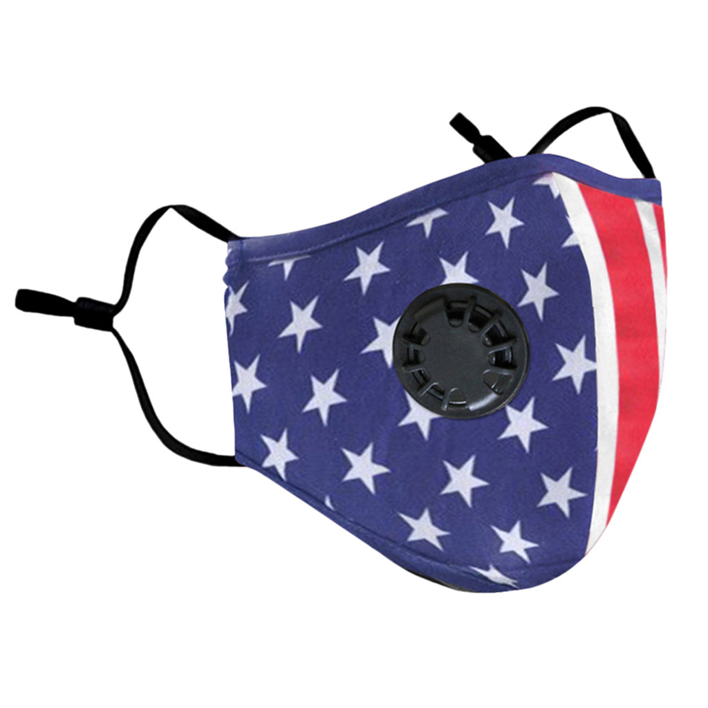American Flag Mask For Adult Cycling Sport Biker Mask Breathable Valves Adjust Strap Dustproof Decoration Protec Mouthmask