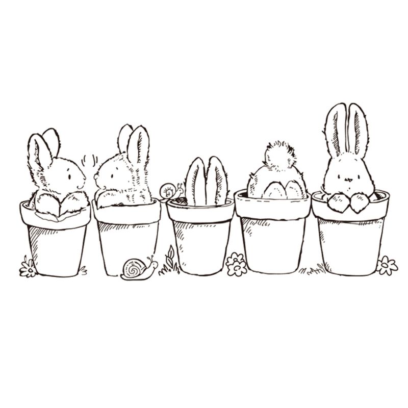 Easter Bunny Potted Plant Silicone Clear Seal Stamp DIY Scrapbooking Embossing