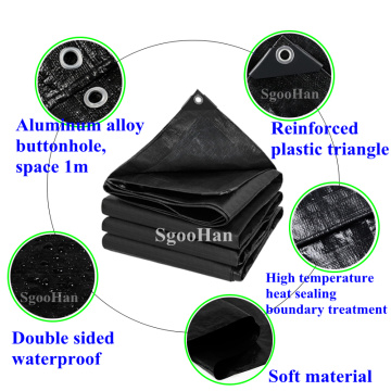 Black PE Rainproof Cloth Tarpaulin Garden Outdoor Awning Sun Shade Sail Camping Boat Truck Canopy Ground Sheet Waterproof Cloth