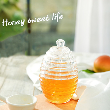 Transparent Beehive-shaped Honey Jar With Dripper Stick For Home Storing And Dispensing Honey Dripper Honey Pot Glass Bottle