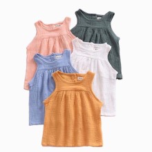 Baby toddler Sleeveless Blouse Girl Casual Summer Tops Unisex Cute cotton Girls Clothes 2019 5 color Solid children clothes