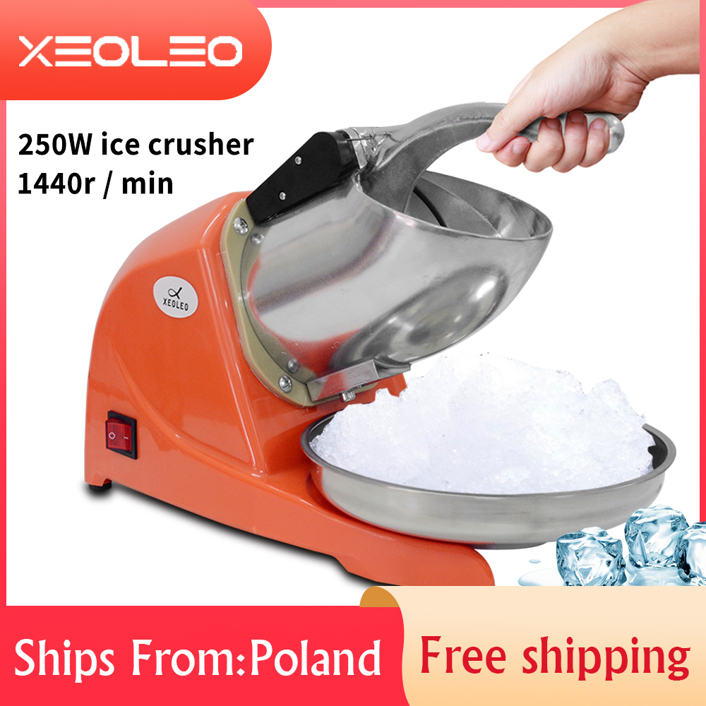XEOLEO Ice Crusher Multifunctional Electric Automatic Ice Crusher Snow Cone Maker Shaved Ice Machine Comfortable handle 110/220V