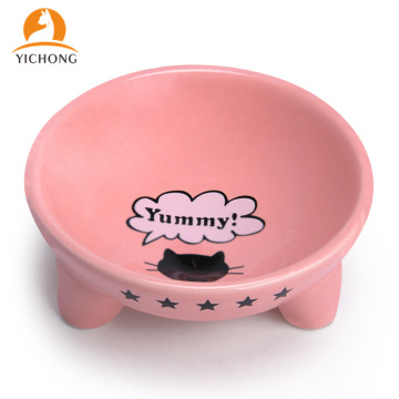 YICHONG New Pet Ceramic Bowl Cute Cartoon Drinker Feeder Dog Cat Feeding Dispenser Puppy Kitten Drink Water Container YC190