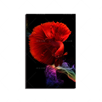 Modern Canvas Painting Wall Art With Frame Red Bettas Abstract Nordic Print Poster Modular Living Room Gifts For Family Friends