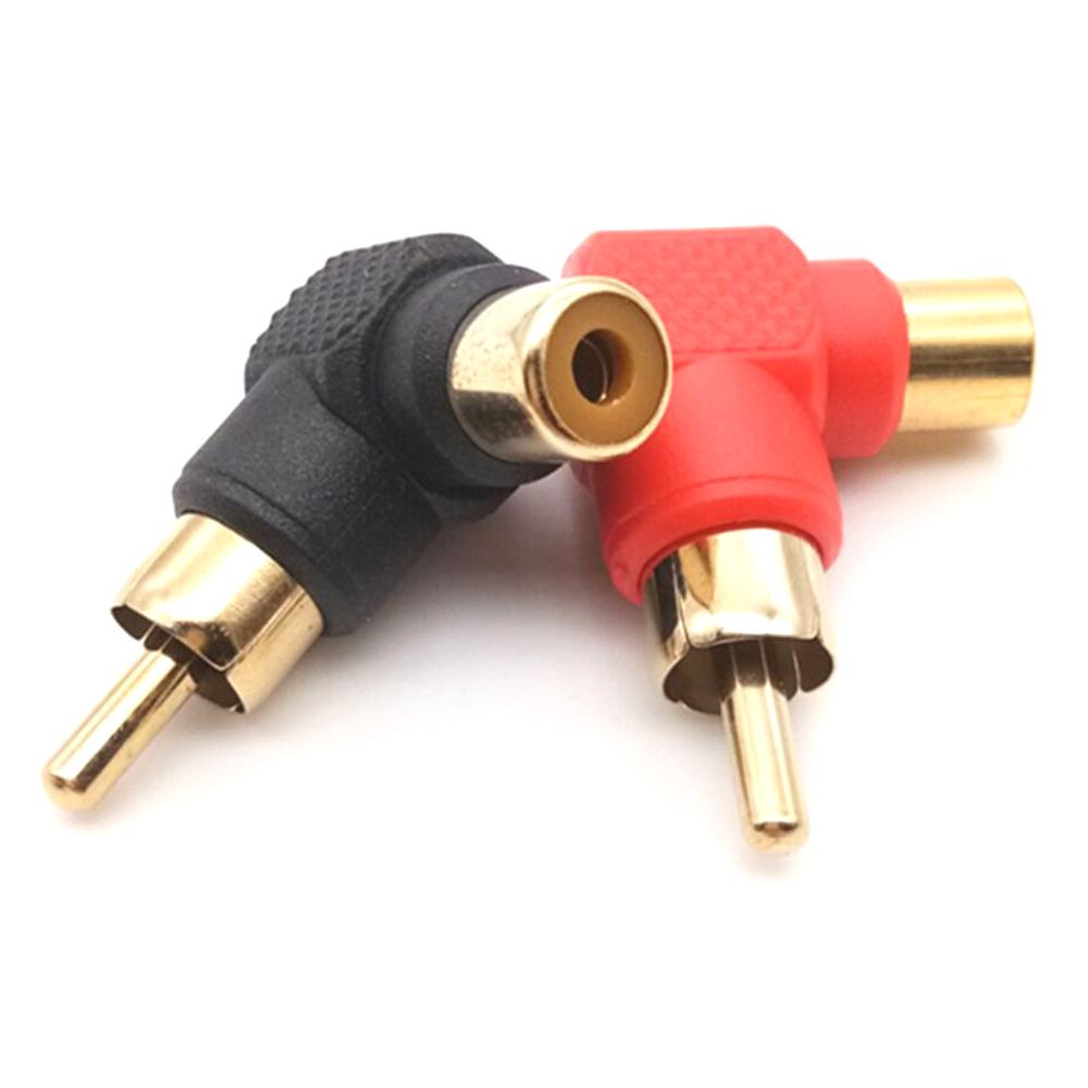 10PCS 90 Black Red Degree RCA Right Angle Male To Female Plug Adapters Audio Adapter Connector