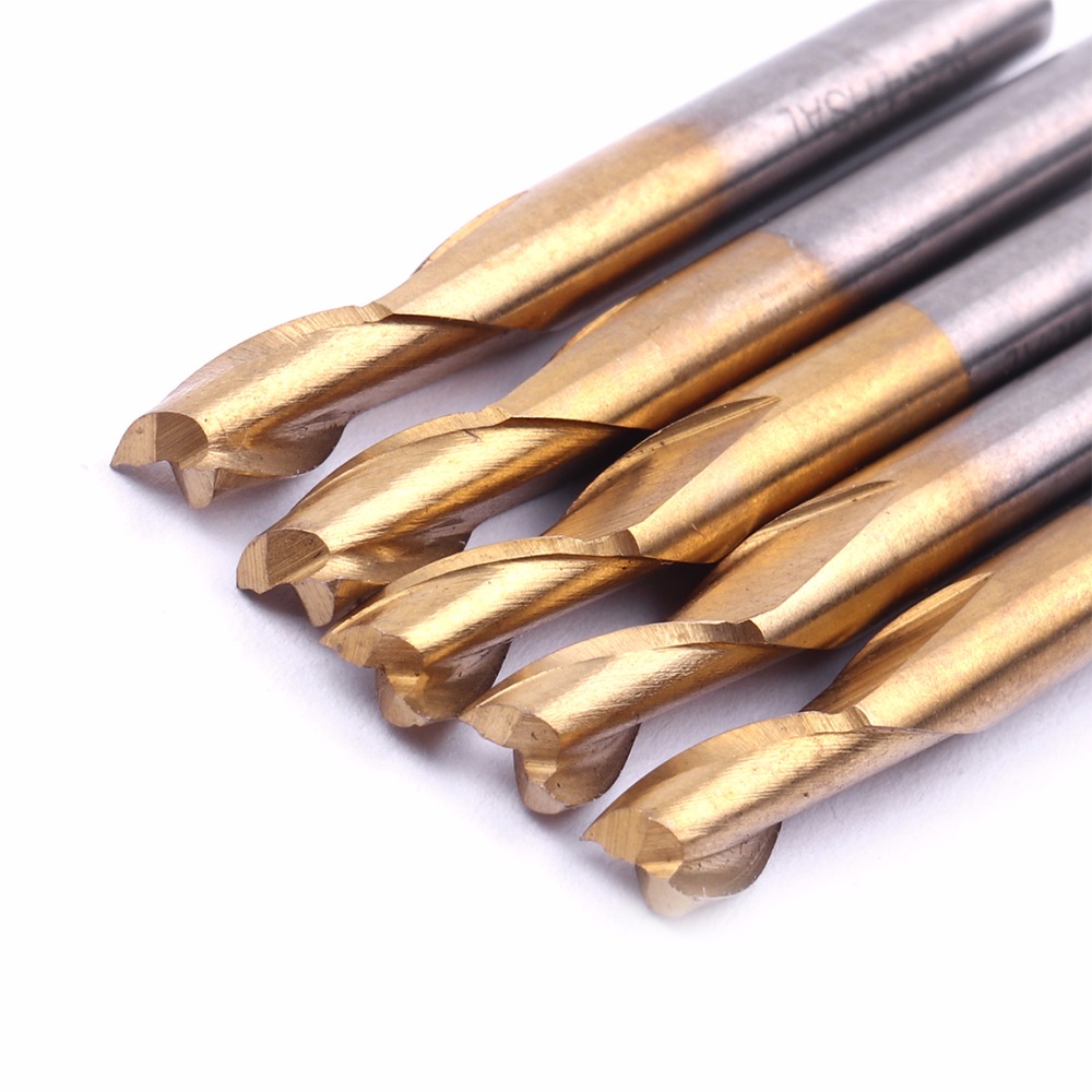 1pc 4mm 6mm Shank Titanium Coated Aluminium HSS 2 Flute Mills CNC Bits End Mills High Hardness Forming&Cutting Cutter Tools