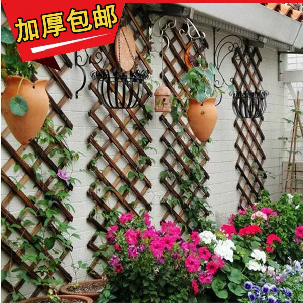 Rack Arbor Woodiness Wall Wall Hanging Flower Bracket Anticorrosive Wood Telescopic Network Balcony Enclosure Solid Wood Fence