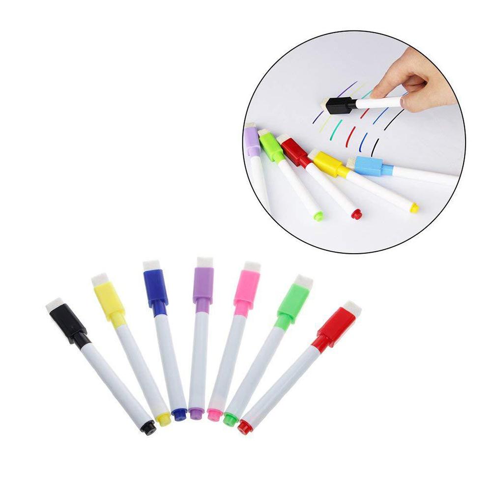 8PCS Color Whiteboard Pen With Tape Brush 8 Color Whiteboard Pen Set Erasable Pro-environment Water Marker Office Supplies