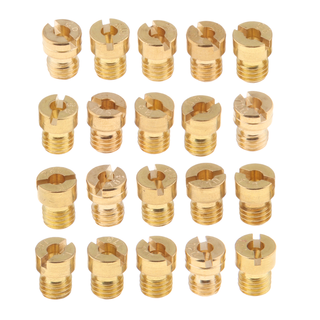 20pcs Carburetor Main Jet Kit For PWK Keihin 85 88 90 92 94 95..120 122 124 , Thread Size: M5, Length: 8mm