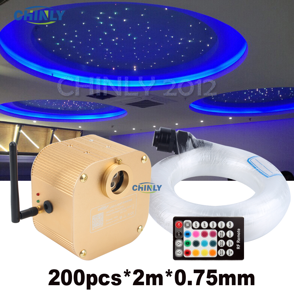 Fiber Optic Light Twinkle 16W Bluetooth Control Smartphone Music Control 200pcs 2m LED Light for Hotel Stars Ceiling Lighting