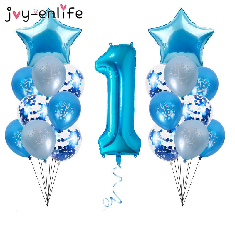 1 Years Blue Birthday Balloons Baby Shower Birthday Party Decoration Kids 1st Birthday Boy Children's Balloons Party Supplies