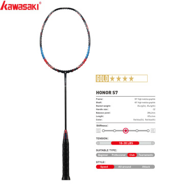 2020 Kawasaki Badminton Rackets Attack Type HONOR S7 40T Carbon Fiber Box Frame Racquet For Amateur Intermediate Players