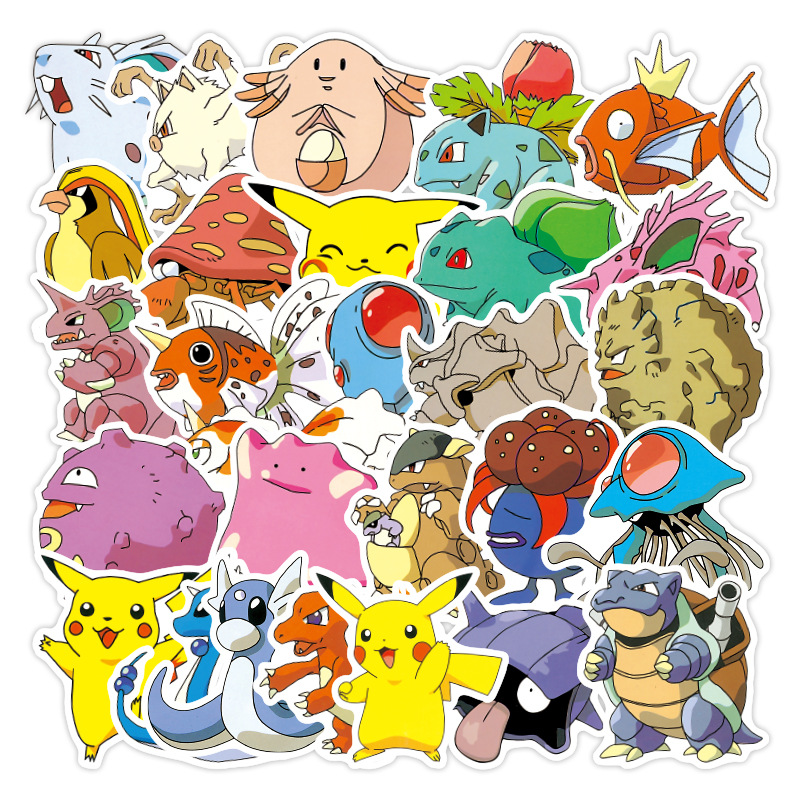 100 Pcs Cartoon Pokemon Graffiti Stickers Waterproof Decals DIY for Notebook Luggage Cup Laptop Car Styling Stationery Sticker