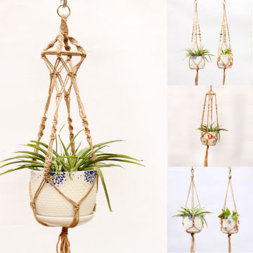 Vintage Macrame Plant Hanger Flower Pot Garden Holder Legs Hanging Rope Basket