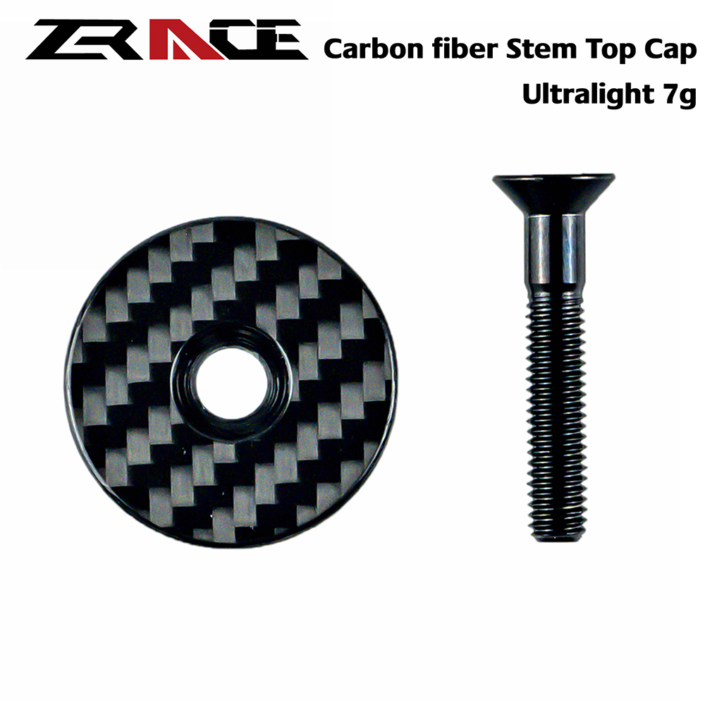 ZRACE Full Carbon Fiber Bicycle Stem/Headset Top Cap with Titanium Screw Bicycle Headset Stem Top Cover for Mountain Road Bike