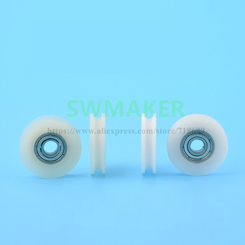 SWMAKER 6*27*7mm U type groove pulley wheel concave round Nylon bag plastic injection plastic pulley bearing doors and Windows