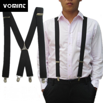 Vomint Solid Color Unisex Adult Suspenders Men XL Large Size 3.5 Width 4 Clips Suspender Adjustable Elastic X Back Women Braces