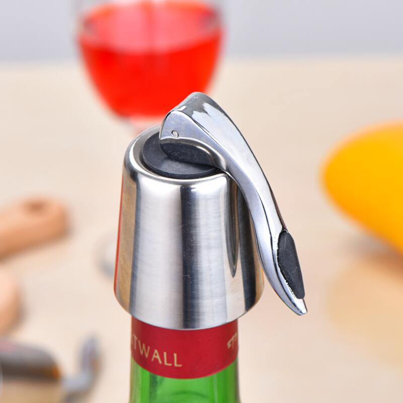 Home Bar Tool Stainless Steel Vacuum Sealed Red Bottle Stopper Sealer Champagne Closures Lids Caps LX8683