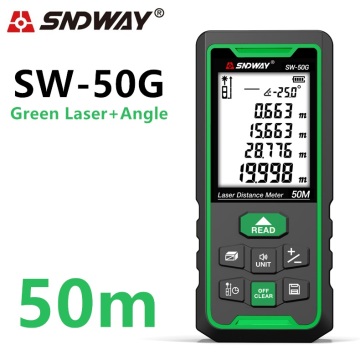 SNDWAY Laser Rangefinder Green Laser Distance Meter Ruler Range Finder 50m Tape Measure Electronic Level Roulette SW-50G