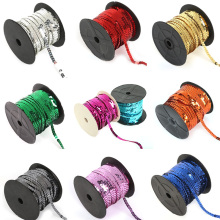 100yard/roll 6mm Mulit-Color PVC Loose Sequins Chain Sew on Trims Line Paillettes for Bag Cloth Crafts DIY Accessories