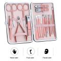 High Quality Pink Rose Gold Manicure Set Nail Clippers Scissors Multifunction Stainless Steel Tweezer Set Multiple Optional