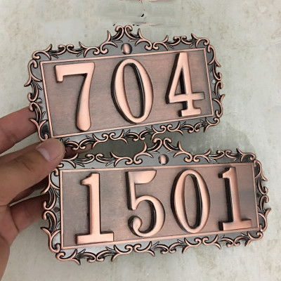 Metal antique bronze house number custom sign door number sticker for hotel door apartment Villa