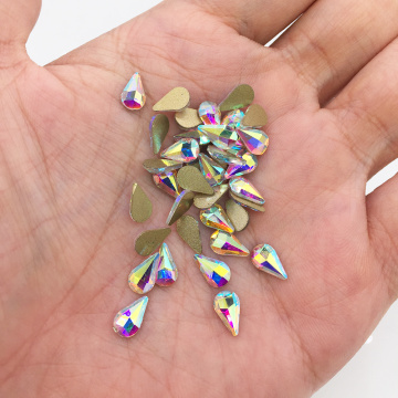 30pcs Nail Crystals Color AB Drop Shaped Design Nail Art Stones Flat Back Glass Charms Rhinestones For Nails Decoration