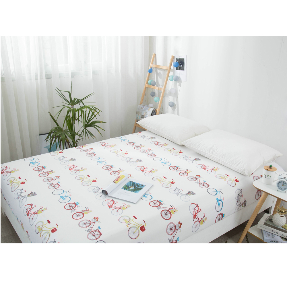 Fashion cartoon soft microfiber fabric fitted sheet mattress cover with elastic rubber band bed sheet twin full queen king size