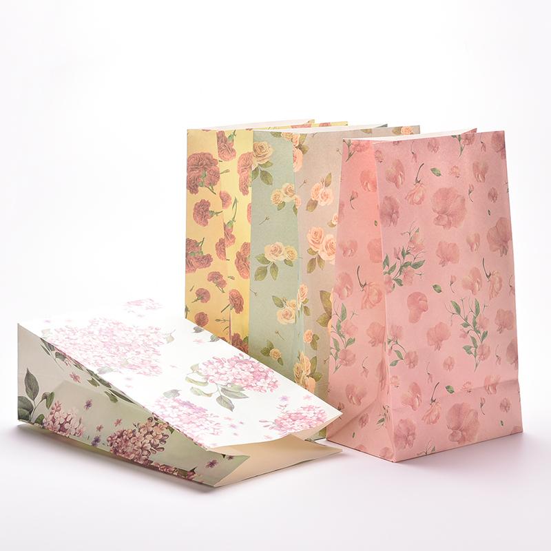 3Pcs/lot 23x13cm Flower Printing Paper Bags Gift Paper Bag Portable Suitable For Party Housing Moving Giftbag Packaging