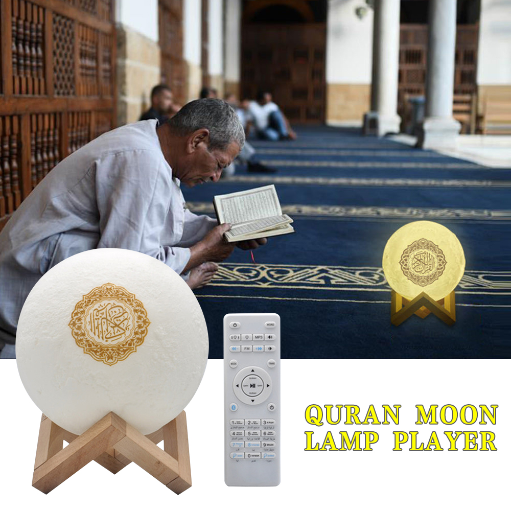 Coran Bluetooth Speaker Quran Players Lamp Colorful Moonlight LED Light Koran Speaker With Remote Control for Muslim