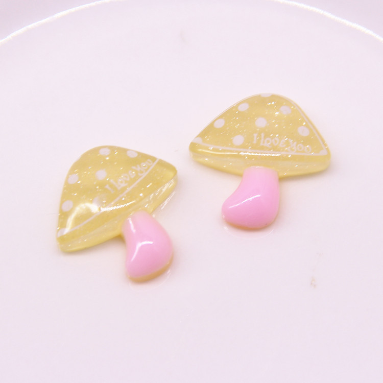 20Pcs Transparent Glitter Resin Mushroom Flatback Cabochon DIY Hair Bows Accessories Flat back Resin Cabochons Embellishments