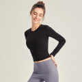 Mesh Yoga Crop Tops Yoga Shirts Long Sleeve Workout Fitness Tops Running Sports Breathable T-Shirts With Thumb Yoga Sportswear