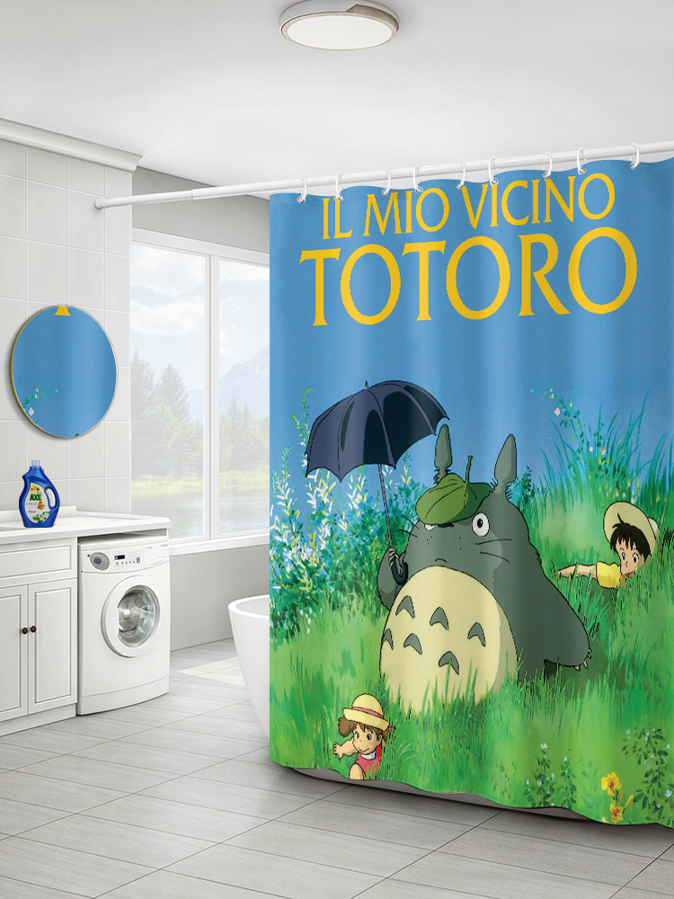 Totoro My Neighbor Cat Anime Shower Curtains Waterproof Shower Curtain Bathroom Polyester 3D Girls Boys Cartoon