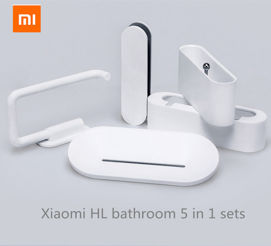 HL bathroom 5 in1 sets for Soap Hook Storage Box and Phone Holder for Bathroom Shower Room Tool