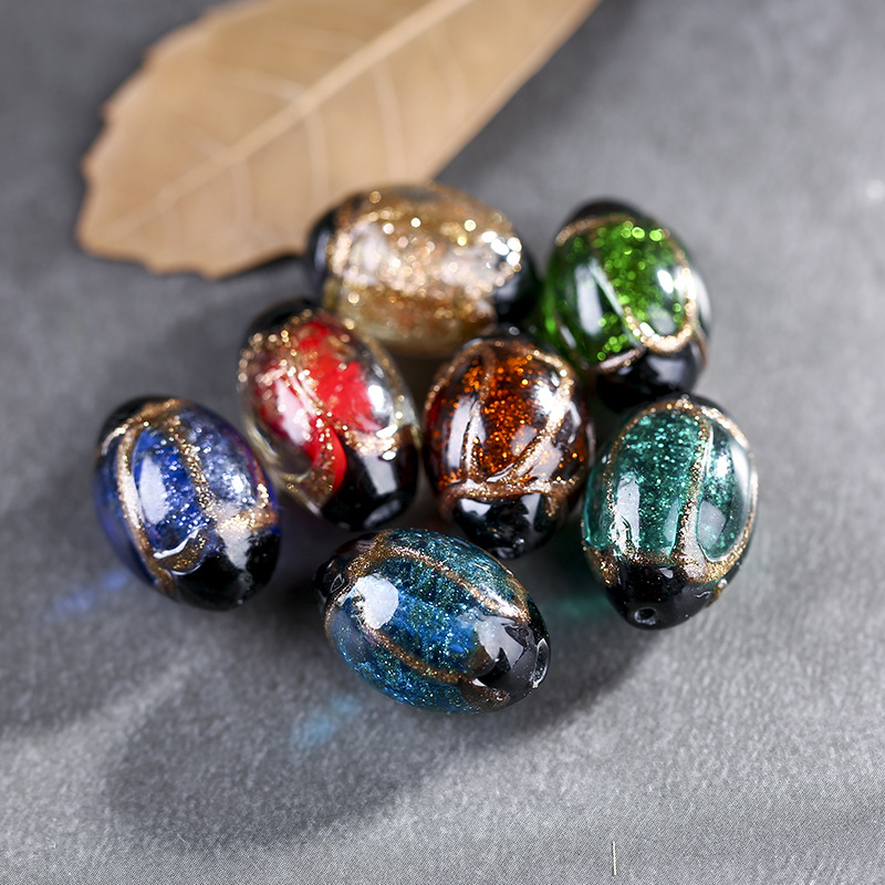 5pcs/lot 12*18mm Japanese Ancient Sandstone Barrel Beads Drum Shape Lampwork Glass Beads DIY Jewelry Accessories for Bracelets