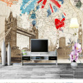 England Style Retro Map of London Building Large Mural Wallpapers for Living Room Bedroom Decor Wall Paper Papel De Parede 3d