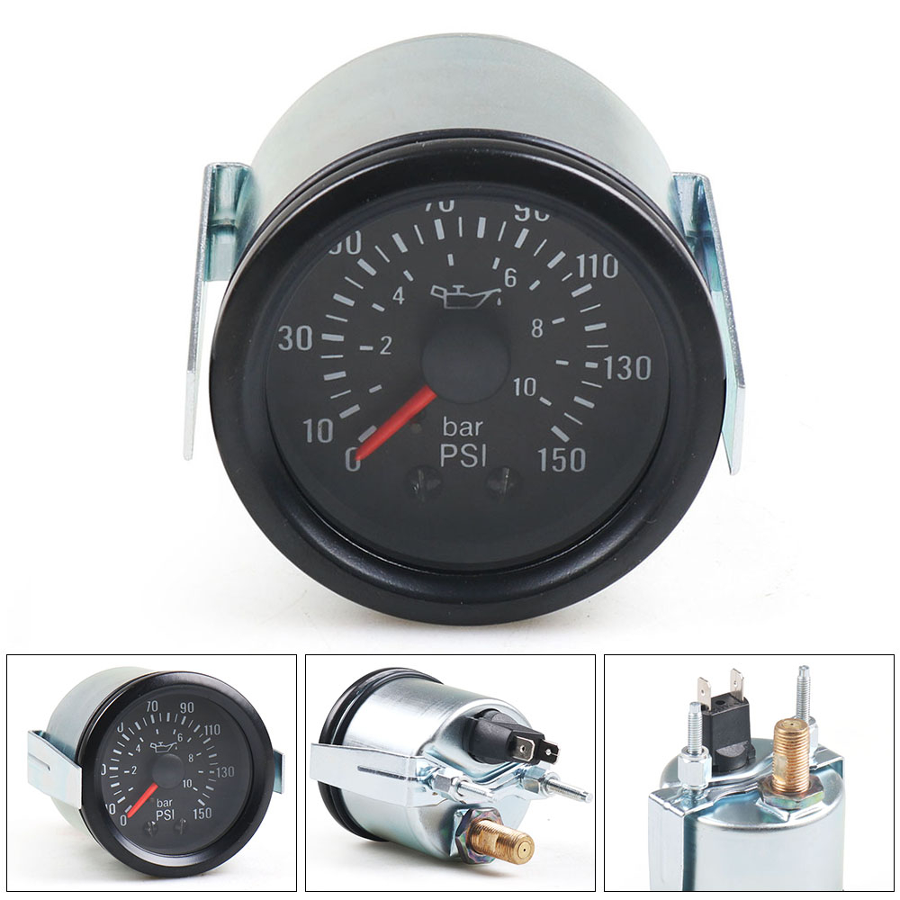 2" 52mm 0-10 Bar/0-150PSI Oil Press Gauge Mechanical Oil Pressure Gauge 12V Yellow Light Car Meter With Sensor NPT1/8