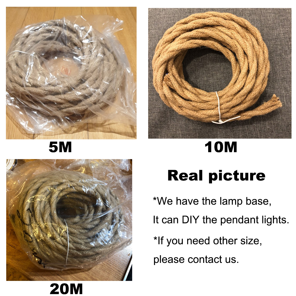 18 Awg Copper Wire Hemp Rope Twisted Cable Braided Industrial Electrical Wire Pendant Lights Lamp Line Vintage Lamp Cord 1/5/10M