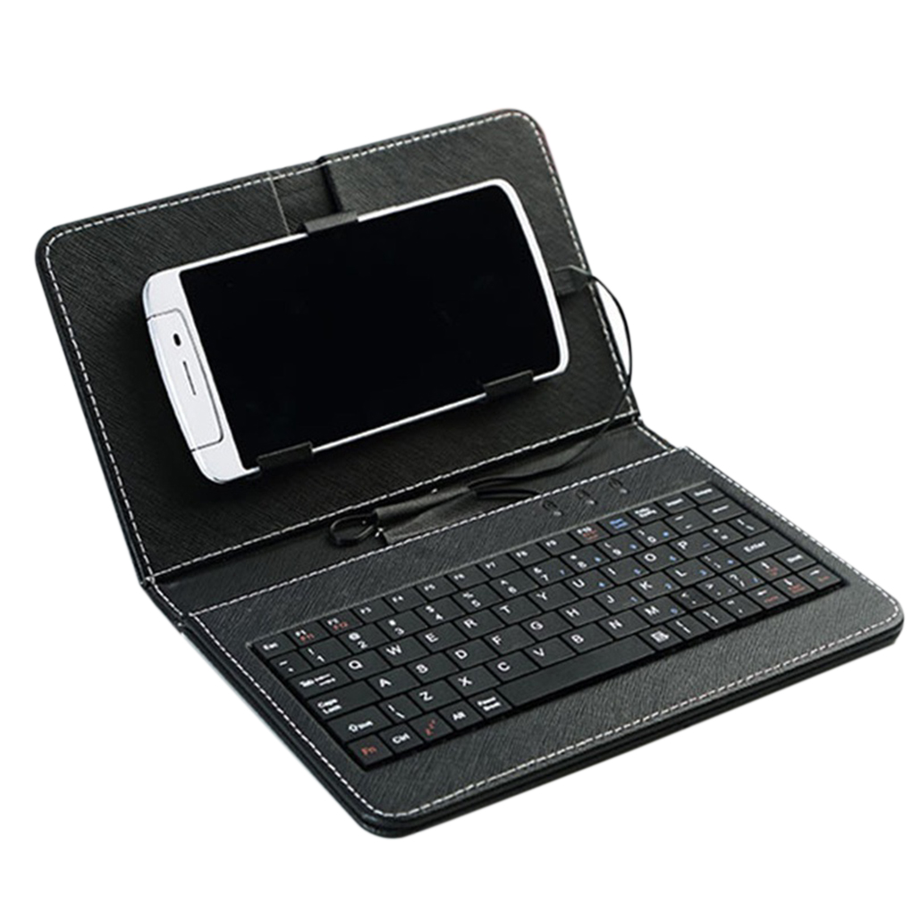 2019 Hot Sales Portable PU Leather Keyboard Case for Samsunge Protective Keyboard For 4.8-6.0 inch Mobile Phone